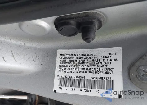 2012 Honda Civic Lx from USA, damaged, VIN 2HGFB2F55CH525804